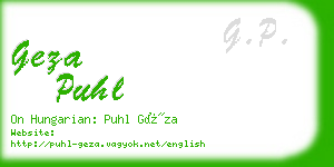 geza puhl business card